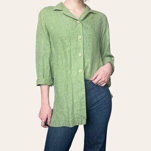 Harve Bernard vintage sage green pastel lightweight button up shirt